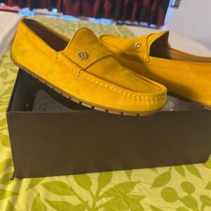 Gucci Men's Yellow Suede Penny Loafers